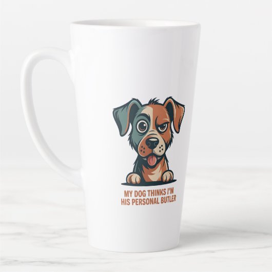 Funny Dog Butler Quote Illustration Milchtasse (Links)