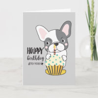 Funny Dog Cartoon Cupcake Candle Happy Birthday