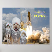 Funny Dog/Cat Astronauten Science Poster (Vorne)