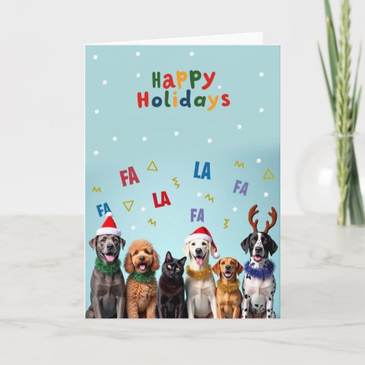 Funny Dog Cat Choir Happy Holidays Card Karte (Vorderseite)