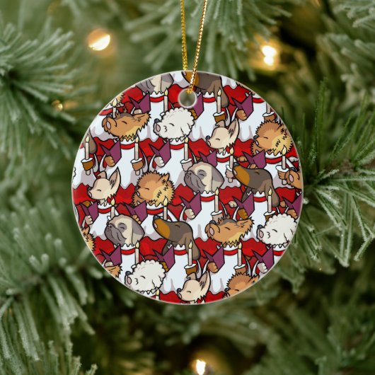 Funny Dog Choir Christmas Carol Singers Cartoon Keramik Ornament (Baum)