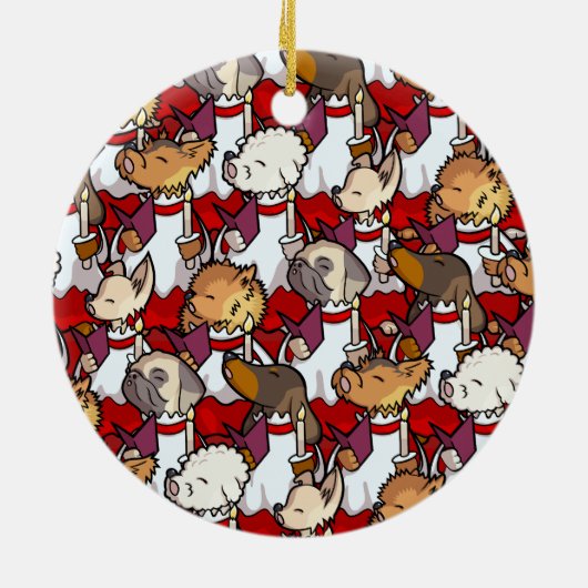 Funny Dog Choir Christmas Carol Singers Cartoon Keramik Ornament (Hinten)