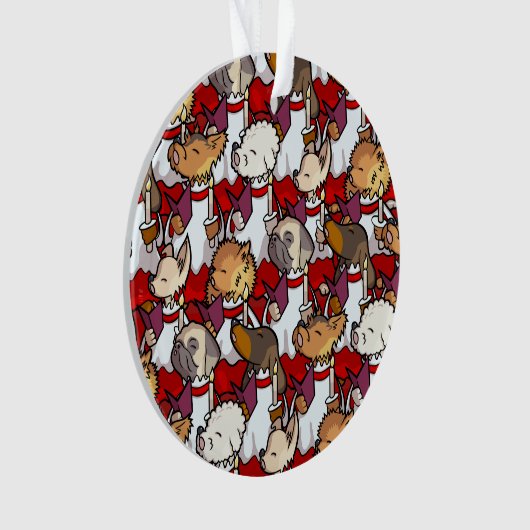 Funny Dog Choir Christmas Carol Singers Cartoon Ornament (Vorderseite)