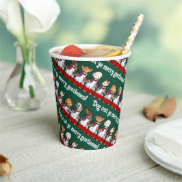 Funny Dog Choir Singing Xmas Carol Pug Pun Cartoon Pappbecher