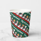 Funny Dog Choir Singing Xmas Carol Pug Pun Cartoon Pappbecher (Links)