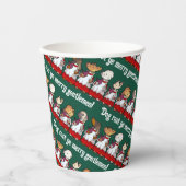 Funny Dog Choir Singing Xmas Carol Pug Pun Cartoon Pappbecher (Vorderseite)