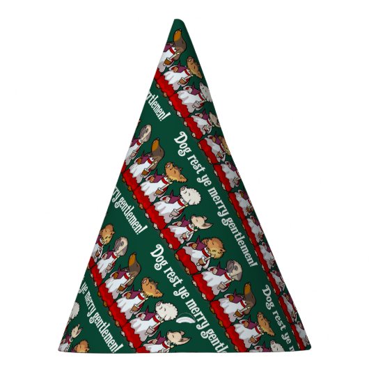 Funny Dog Choir Singing Xmas Carol Pug Pun Cartoon Partyhütchen (Rechts)