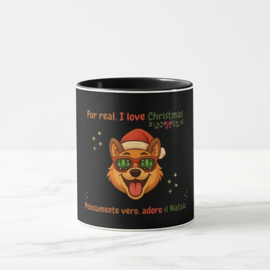 Funny Dog Christmas Mug – Bilingual Gift Tasse (Zentrum)