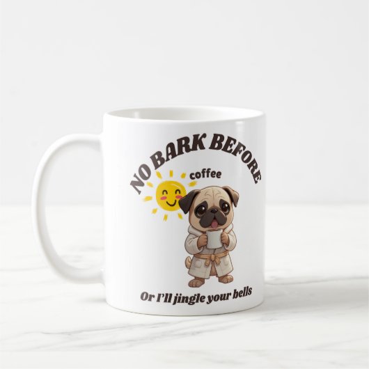 Funny Dog Christmas Mug – No Bark Before Coffe Kaffeetasse (Links)