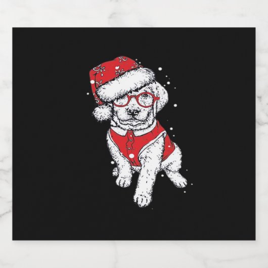 Funny Dog Christmas Pajamas Geschenk für Hunde Lie Schaumweinetikett (Einzelnes Label)