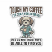 Funny Dog Coffee Warning Vintage Engraving Design_ Aufkleber (Vorderseite)