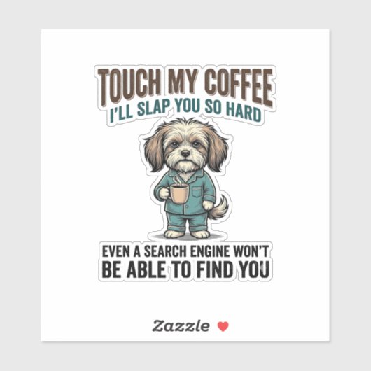 Funny Dog Coffee Warning Vintage Engraving Design_ Aufkleber (Blatt)