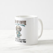 Funny Dog Coffee Warning Vintage Engraving Design_ Kaffeetasse (VorderseiteRechts)