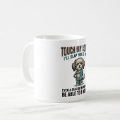 Funny Dog Coffee Warning Vintage Engraving Design_ Kaffeetasse (Vorderseite Links)