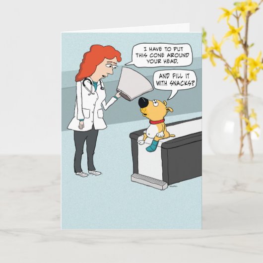 Funny Dog Cone Snacks Geburtstag Karte (Gelbe Blume)