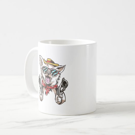 Funny Dog Cowboy Kaffeetasse (Vorderseite Links)