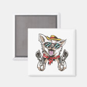 Funny Dog Cowboy Magnet (Vorderseite/Rückseite)