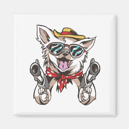 Funny Dog Cowboy Magnet (Vorne)