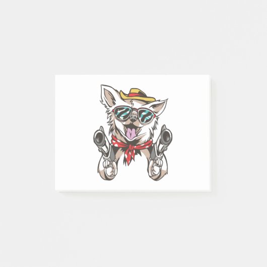 Funny Dog Cowboy Post-it Klebezettel (Vorderseite)