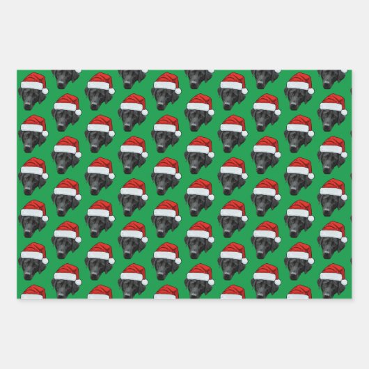 Funny Dog Custom Face Foto Weihnachtsmannmütze Wei Geschenkpapier Set (Vorderseite 2)