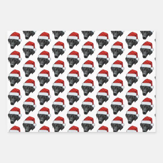 Funny Dog Custom Face Foto Weihnachtsmannmütze Wei Geschenkpapier Set (Vorderseite)