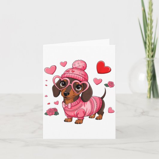 Funny Dog Dachshund Valentines Heart Dog Lover Men Karte (Vorderseite)
