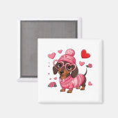 Funny Dog Dachshund Valentines Heart Dog Lover Men Magnet (Vorderseite/Rückseite)