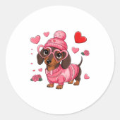 Funny Dog Dachshund Valentines Heart Dog Lover Men Runder Aufkleber (Vorderseite)