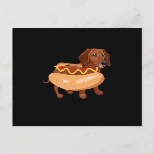 Funny Dog Dackel Hot Dog Fast Food Postkarte (Vorderseite)