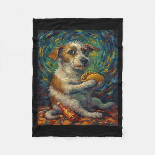 Funny Dog Eating Taco Graphic Art Design Fleecedecke (Vorderseite)