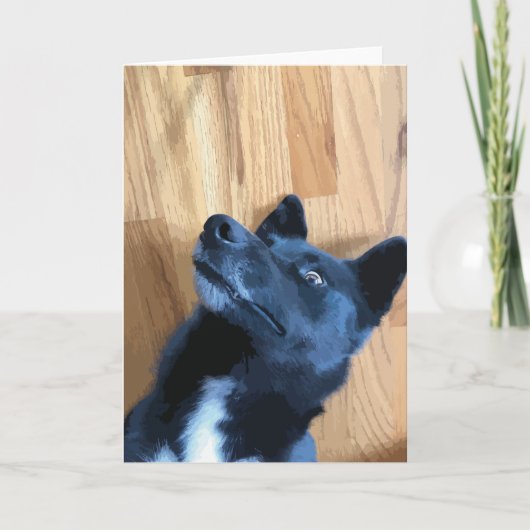 Funny Dog Face Laying Down Black And White Dog Karte (Vorderseite)