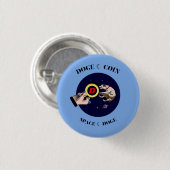 Funny Dog fängt Dogecoin im Weltraum Button (Vorne & Hinten)