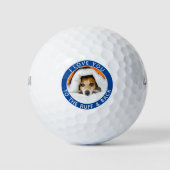 Funny Dog Foto Blue and White Golf Balls Golfball (Vorderseite)