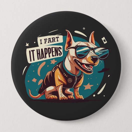 Funny Dog Furz Es passiert Button (Vorderseite)