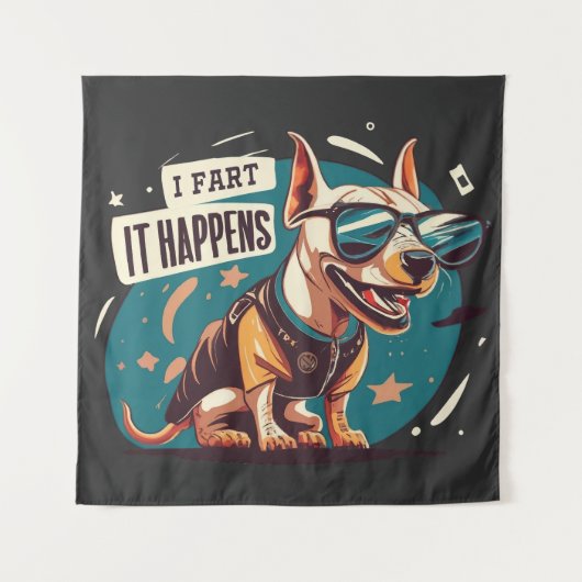 Funny Dog Furz Es passiert Wandteppich (Vorderseite)