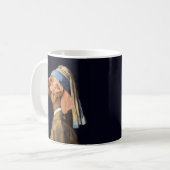 Funny Dog Girl mit Pearl Earring Vermeer Parody Kaffeetasse (Vorderseite Links)