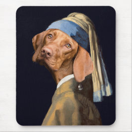 Funny Dog Girl mit Pearl Earring Vermeer Parody Mousepad