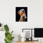 Funny Dog Girl mit Pearl Earring Vermeer Parody Poster (Heimbüro)