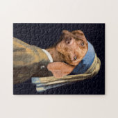 Funny Dog Girl mit Pearl Earring Vermeer Parody Puzzle (Horizontal)