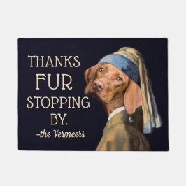 Funny Dog Girl mit Perle Earring Vermeer Fur Pub Fußmatte