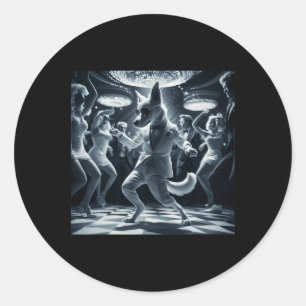 Funny Dog Grafik T-Shirt Disco Tanz Runder Aufkleber