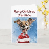 Funny Dog Grandson Kinder Weihnachten Karte (Gelbe Blume)