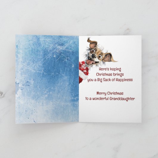 Funny Dog Grandtochter Kinder Weihnachten Karte (Innenseite)