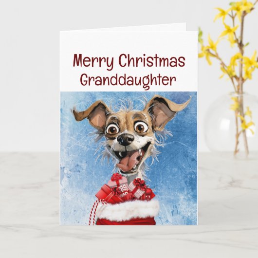 Funny Dog Grandtochter Kinder Weihnachten Karte (Gelbe Blume)