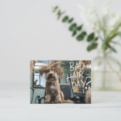 Funny Dog Grooming Business Card – “Bad Hair Day?” Visitenkarte (Stehend Vorderseite)