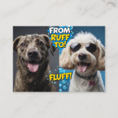 Funny Dog Grooming From Ruff to Fluff!” Cartoon Visitenkarte (Vorderseite)