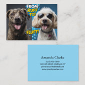 Funny Dog Grooming From Ruff to Fluff!” Cartoon Visitenkarte (Vorne/Hinten)