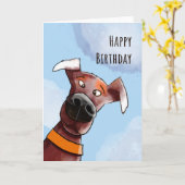 Funny Dog. Happy Birthday. Karte (Gelbe Blume)
