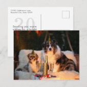 Funny Dog Happy Silvester Foto Postkarte (Vorne/Hinten)