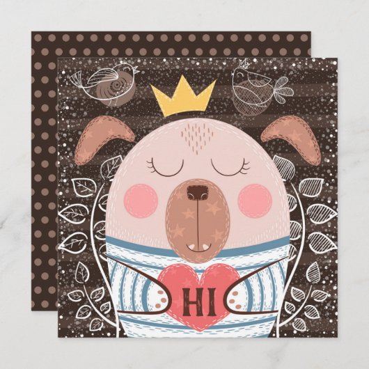 Funny Dog Hello Card Dankeskarte (Vorne/Hinten)